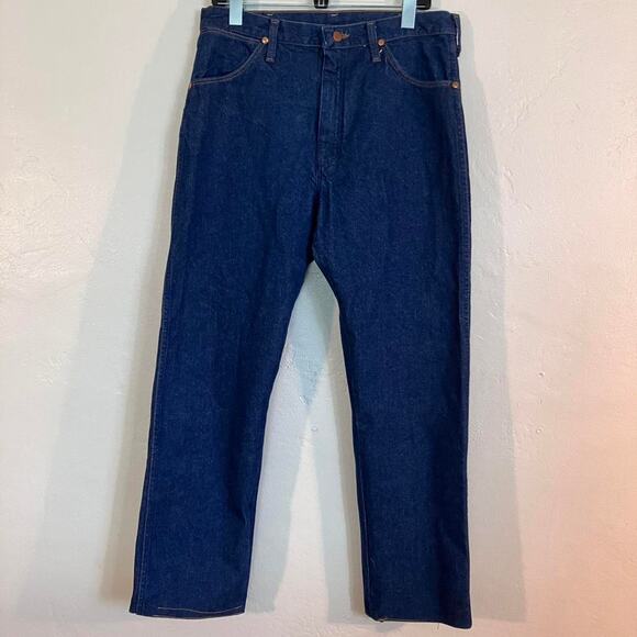 Vintage 80s Wrangler Blue Medium Wash Denim Cowboy‎ Western Jeans 35x32 - Picture 1 of 5